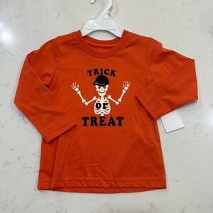 Orange Halloween Skeleton Kids Shirt 2T